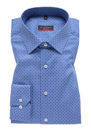 ETERNA Modern Fit pánska modrá košeľa s potlačou 100% bavlna Non Iron