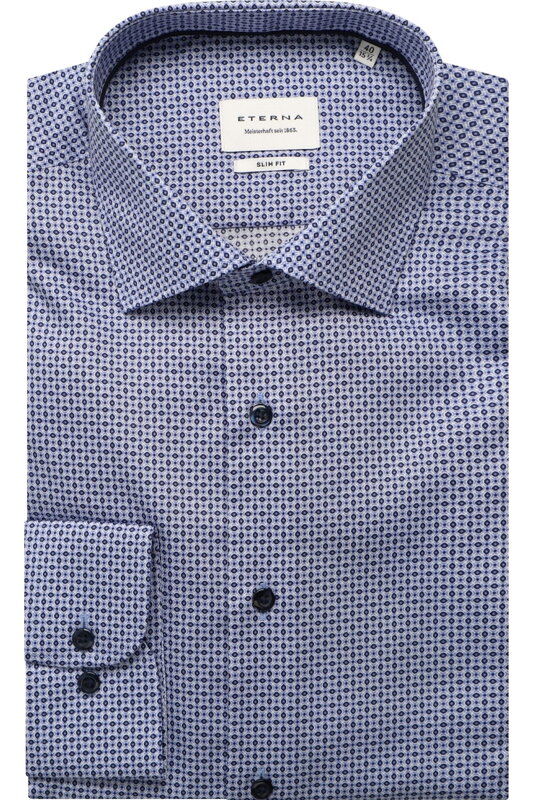 ETERNA Modern fit modrá košeľa s potlačou Non Iron ETERNA Modern fit modrá košeľa s potlačou Non Iron