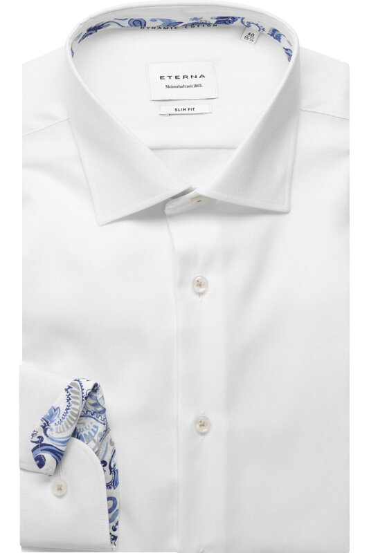 ETERNA Slim fit Oxford biela košeľa s kontrastom Non Iron ETERNA Slim fit Oxford biela košeľa s kontrastom Non Iron
