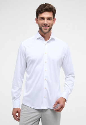 1863 BY ETERNA Jersey luxusná pletená pánska košeľa biela Modern Fit super soft Easy Care 1863 BY ETERNA Jersey luxusná pletená pánska košeľa biela Modern Fit super soft Easy Care