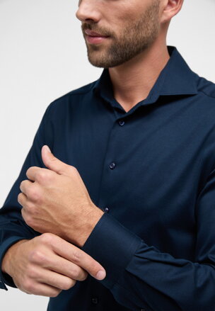 1863 BY ETERNA Jersey luxusná pletená pánska košeľa polnočná modrá Modern Fit super soft Easy Care 1863 BY ETERNA Jersey luxusná pletená pánska košeľa polnočná modrá Modern Fit super soft Easy Care